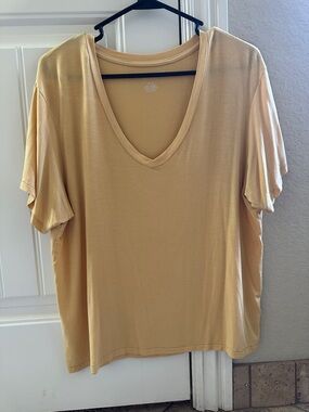 American Eagle Outfitters Short Sleeve V-Neck Tee in Soft orange small